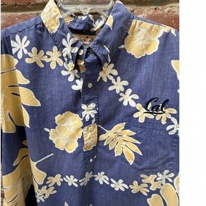 Reyn Spooner Blue and Yellow Floral Shirt
